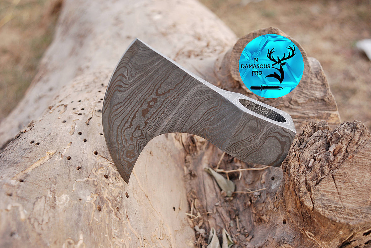 CUSTOM MADE HAND FORGED DAMASCUS STEEL AXE HEAD VIKING HATCHET TOMAHAWK