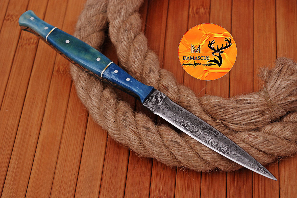 CUSTOM HANDMADE FORGED DAMASCUS STEEL BOOT KNIFE THROWING DAGGER HUNTING KNIFE EDC 1620