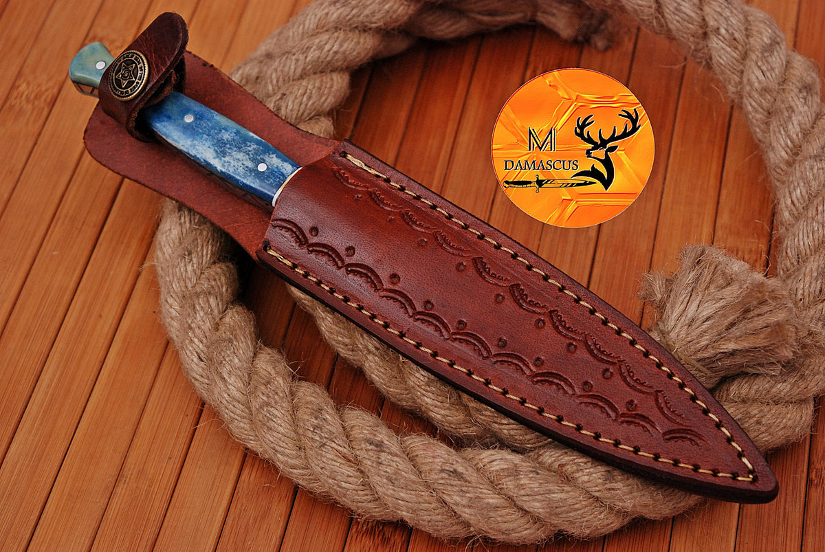 CUSTOM HANDMADE FORGED DAMASCUS STEEL BOOT KNIFE THROWING DAGGER HUNTING KNIFE EDC 1620