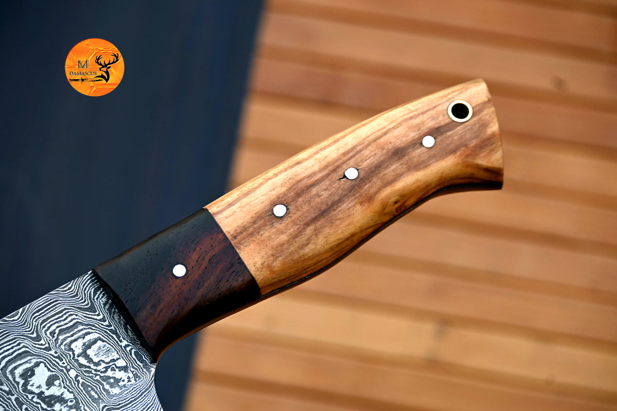 Chef Knife Custom Made Hand Forged Damascus Steel Utility Kitchen Knife With Wood Handle 2071