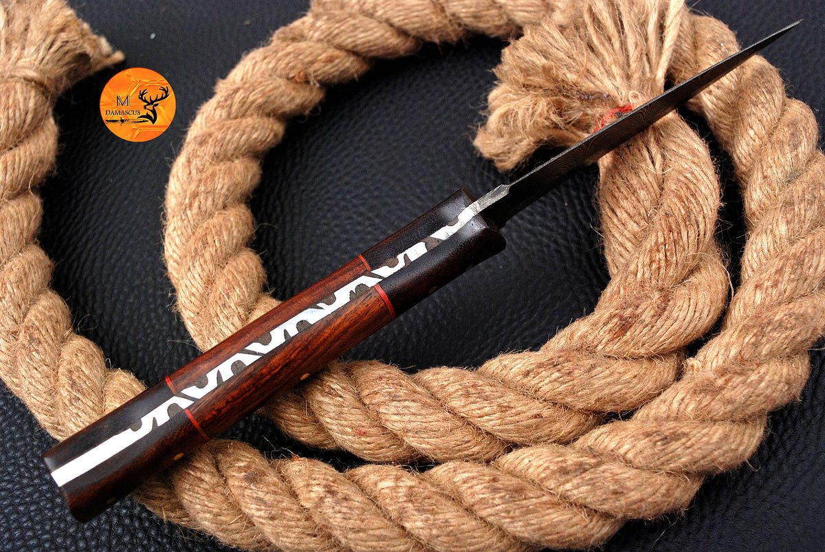 CUSTOM HANDMADE FORGED DAMASCUS STEEL BOOT KNIFE THROWING DAGGER HUNTING KNIFE EDC 1615