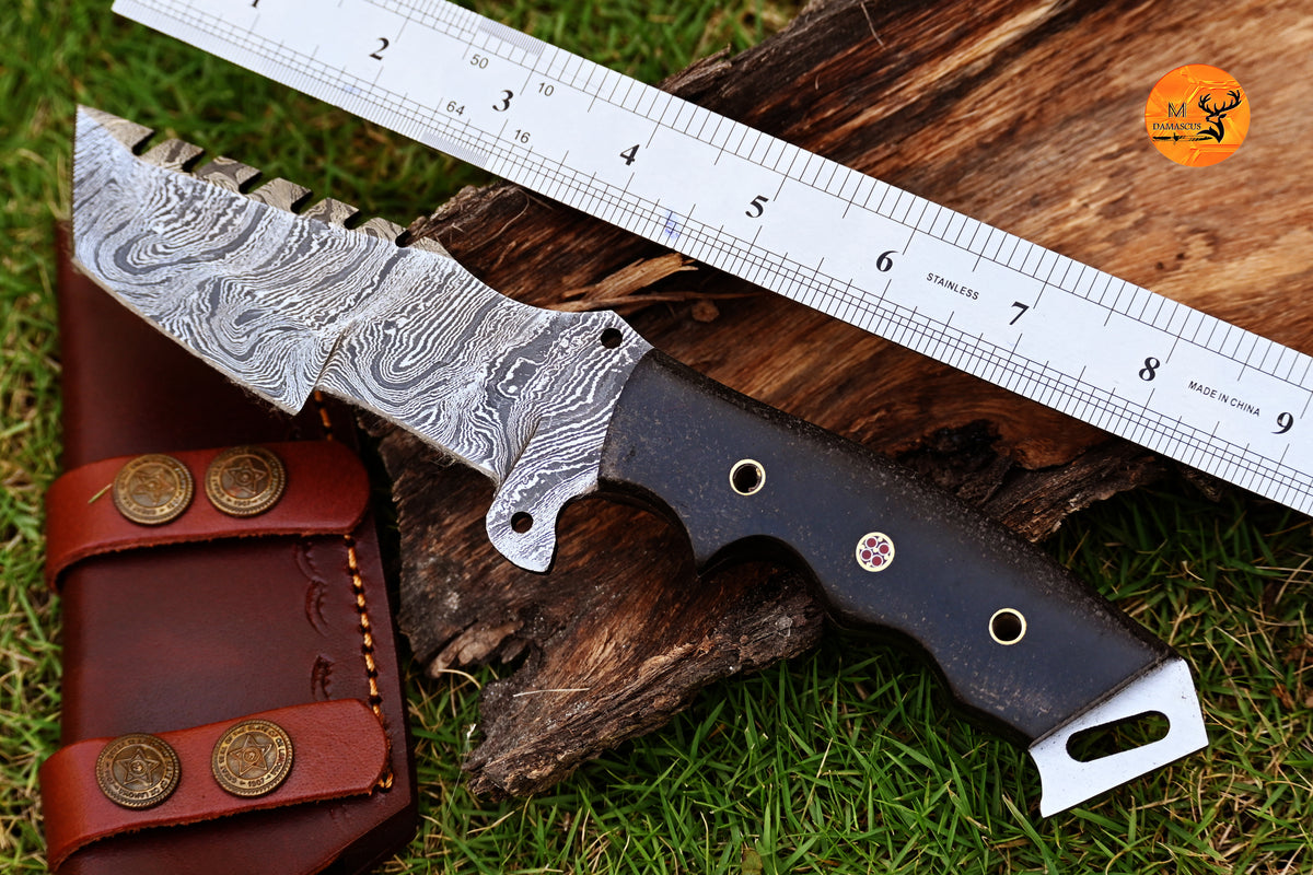 CUSTOM HANDMADE FORGED DAMASCUS STEEL TANTO TRACKER KNIFE HUNTING BOWIE KNIFE SURVIVAL EDC 1917