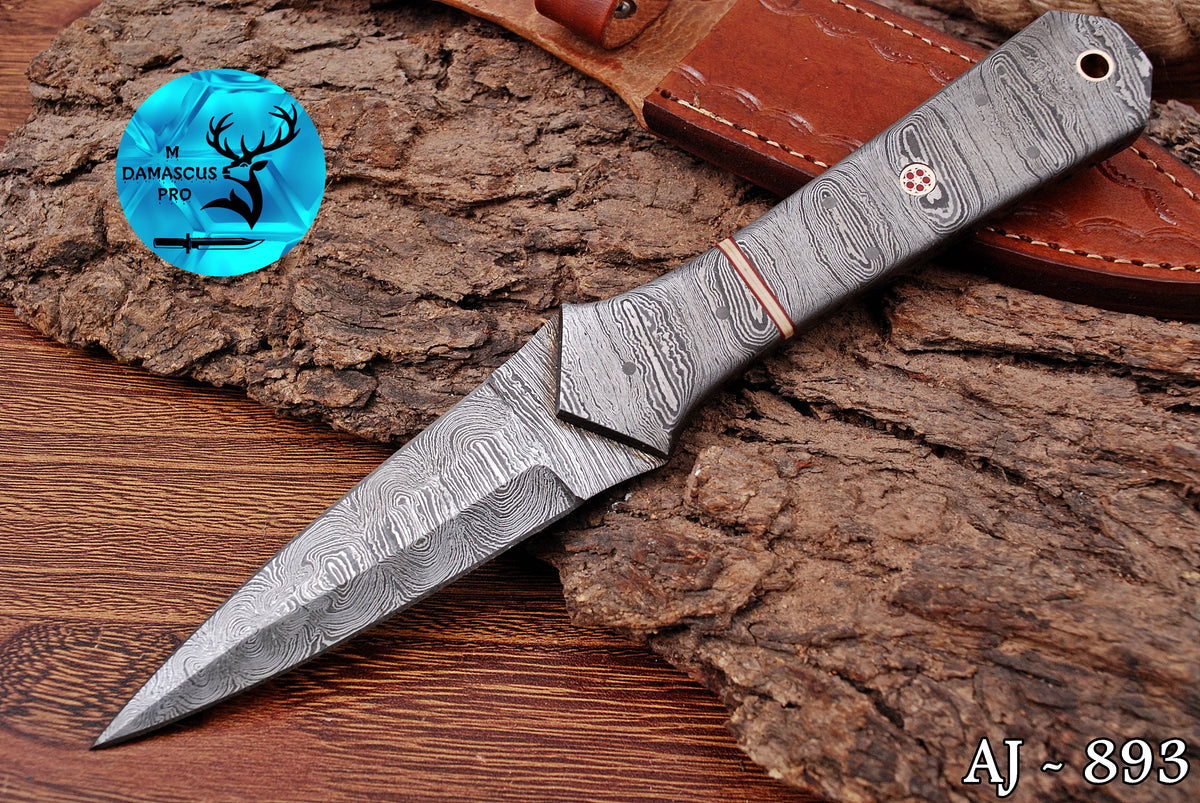 CUSTOM HANDMADE FORGED DAMASCUS STEEL BOOT KNIFE THROWING HUNTING KNIFE EDC DAMASCUS STEEL HANDLE 893