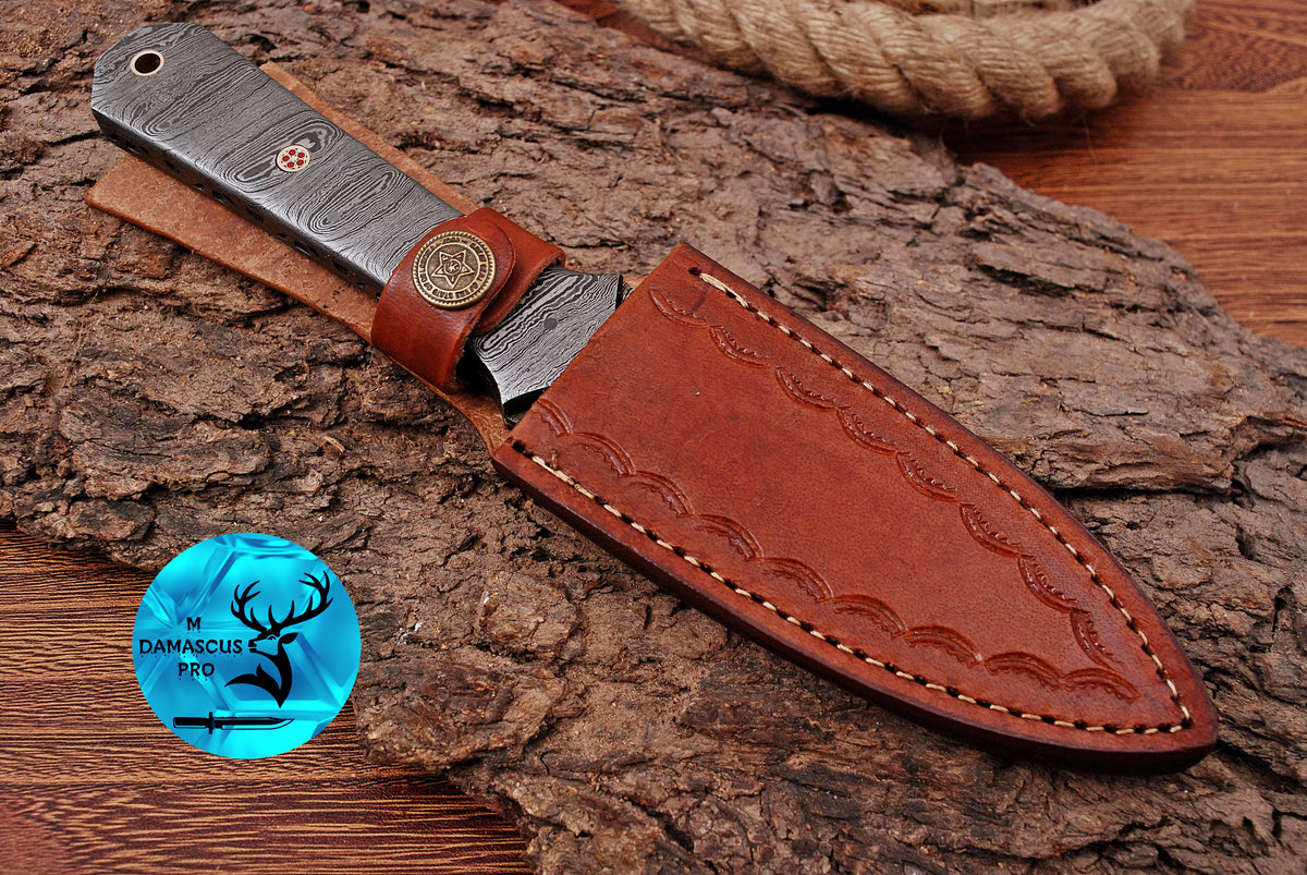 CUSTOM HANDMADE FORGED DAMASCUS STEEL BOOT KNIFE THROWING HUNTING KNIFE EDC DAMASCUS STEEL HANDLE 893