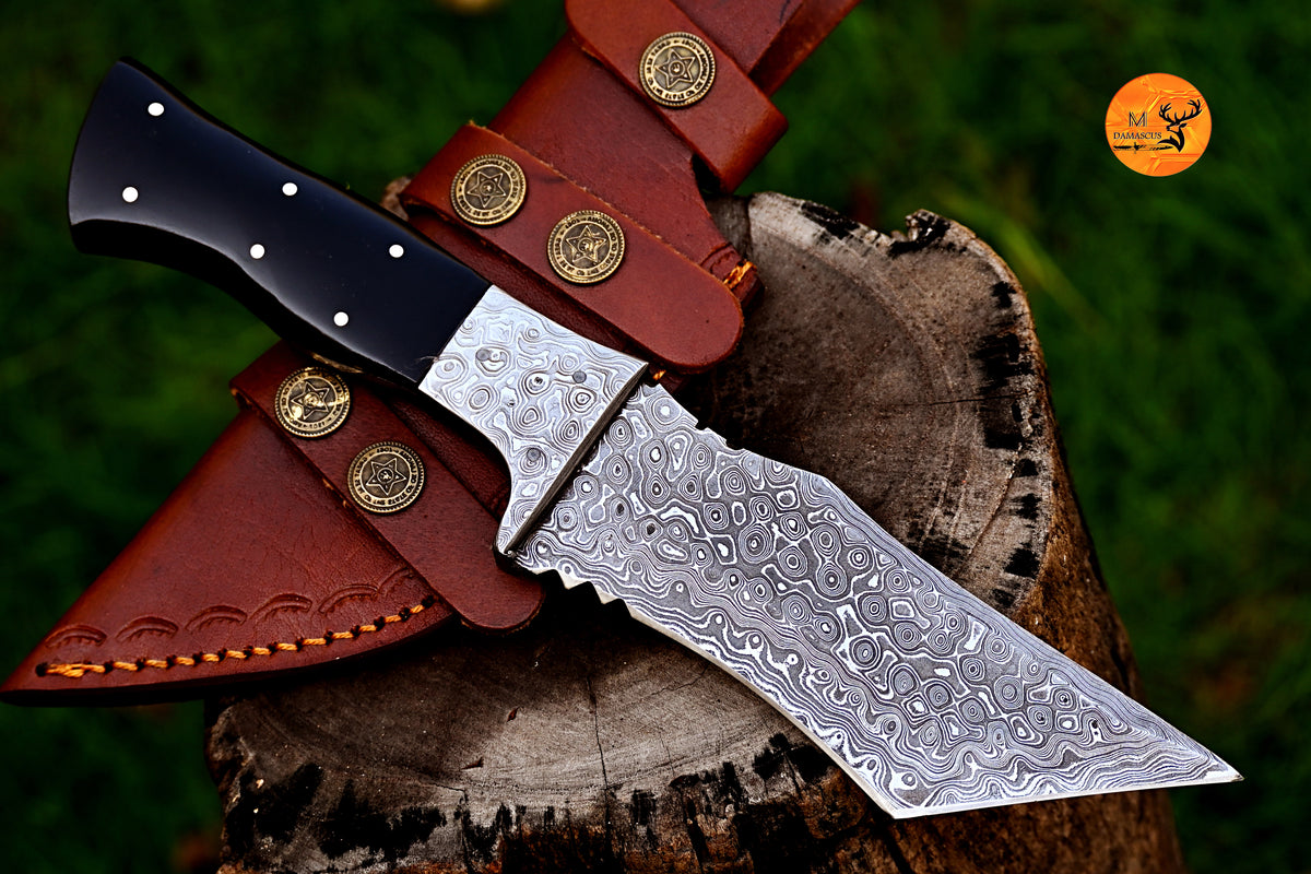 CUSTOM HANDMADE FORGED DAMASCUS STEEL TANTO SKINNING KNIFE HUNTING BOWIE KNIFE SURVIVAL EDC 2775