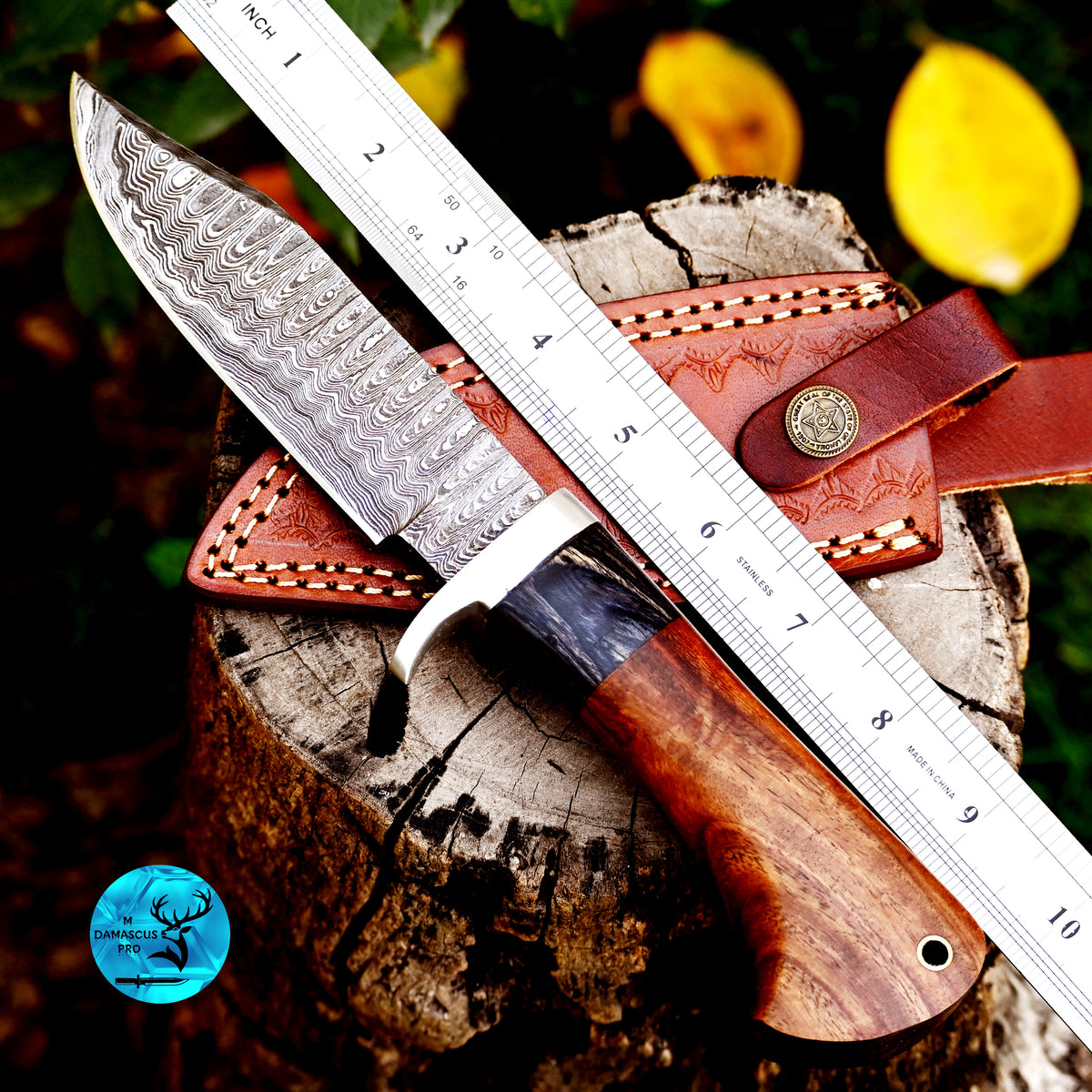 CUSTOM HANDMADE FORGED DAMASCUS STEEL SKINNING KNIFE HUNTING BOWIE KNIFE SURVIVAL EDC 2787