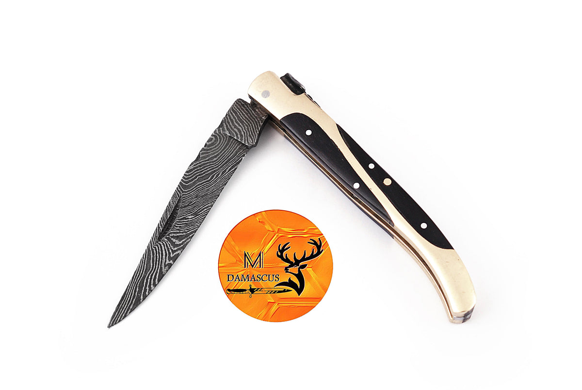 CUSTOM MADE FORGED DAMASCUS STEEL FOLDING POCKET KNIFE SKINNING HUNTING SURVIVAL EVERYDAY CARRY KNIFE 1263