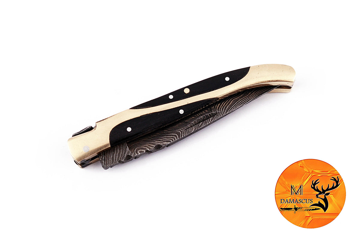 CUSTOM MADE FORGED DAMASCUS STEEL FOLDING POCKET KNIFE SKINNING HUNTING SURVIVAL EVERYDAY CARRY KNIFE 1263