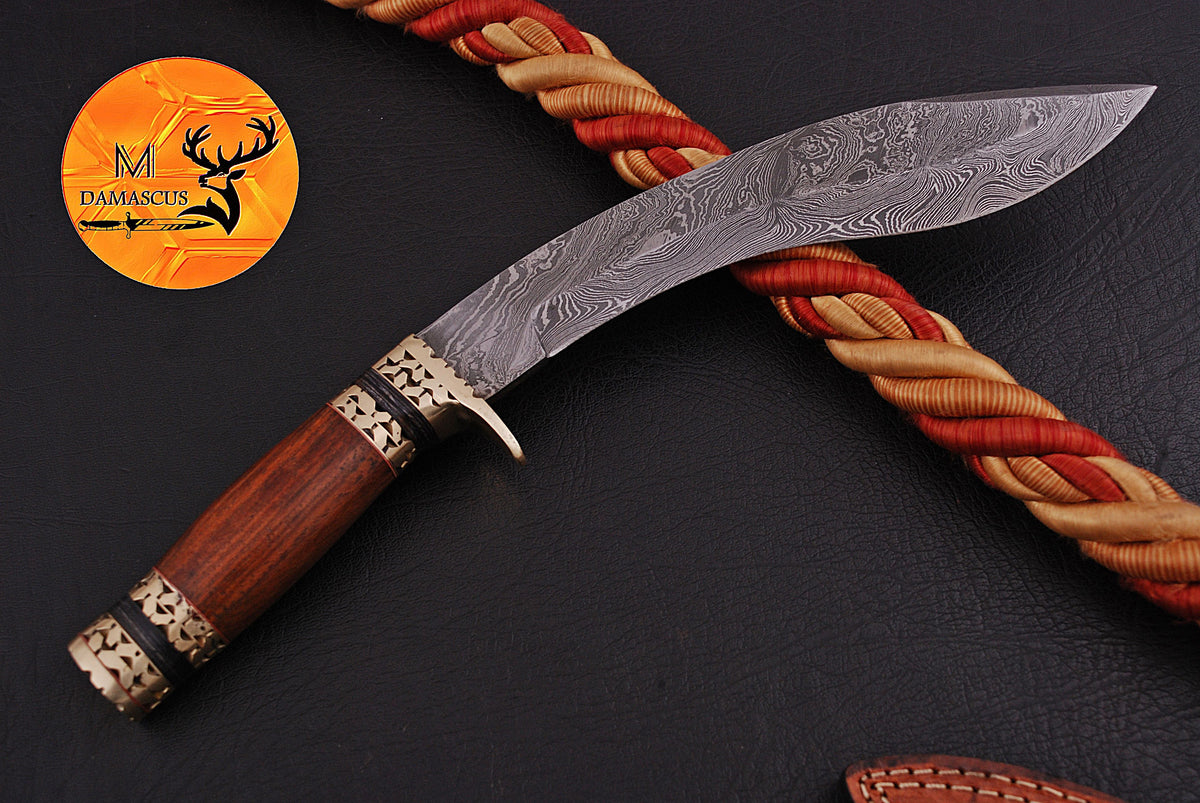 CUSTOM HANDMADE FORGED DAMASCUS STEEL KUKRI KNIFE HUNTING BOWIE KNIFE SURVIVAL EDC 1320