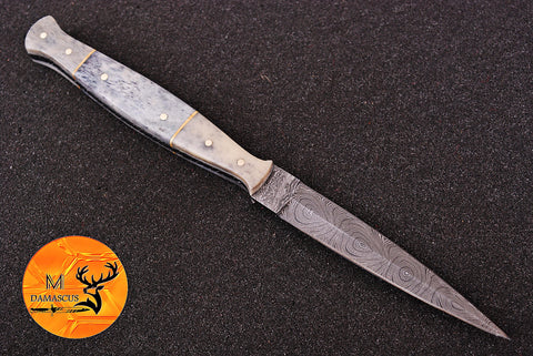 CUSTOM HANDMADE FORGED DAMASCUS STEEL BOOT KNIFE THROWIG HUNTING KNIFE EDC 1384