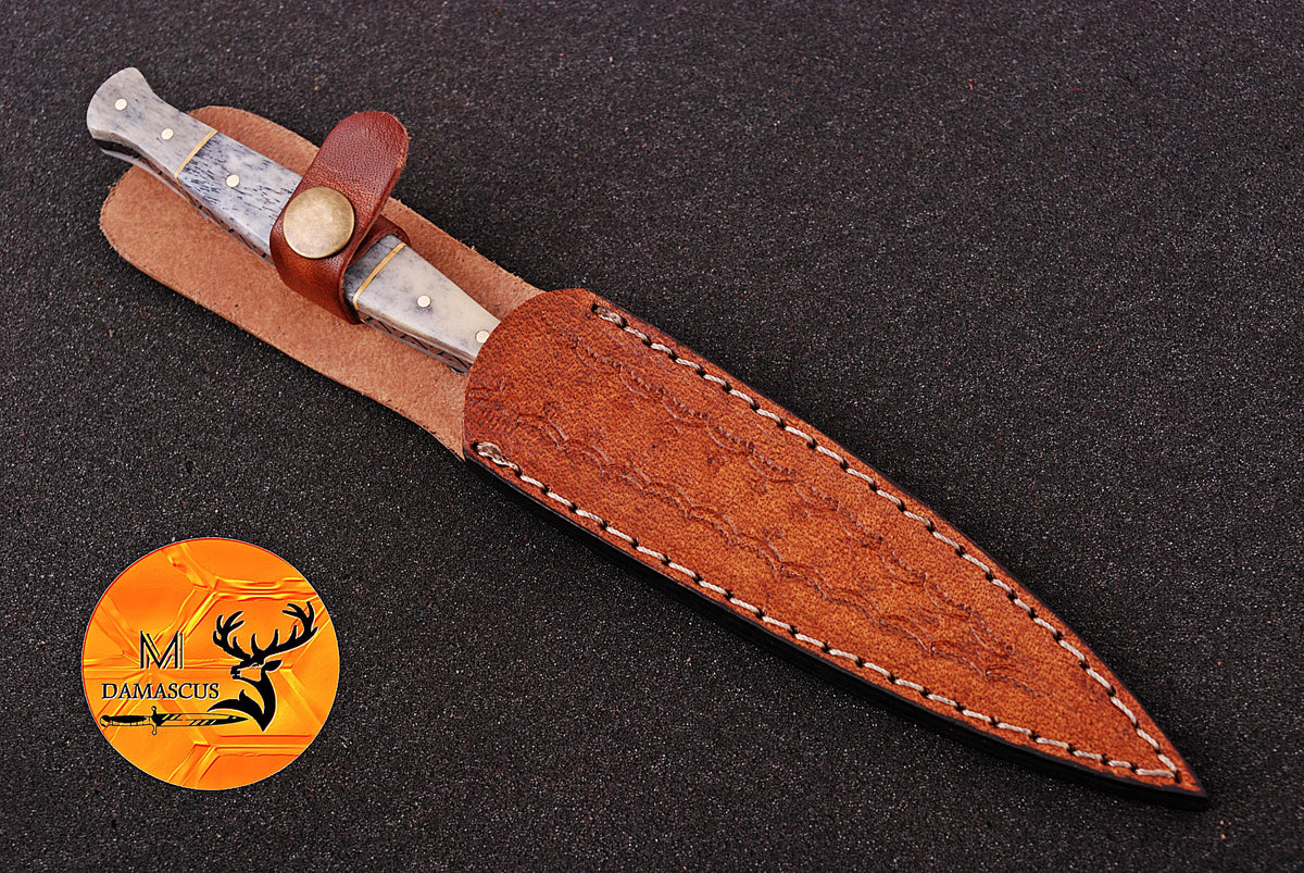 CUSTOM HANDMADE FORGED DAMASCUS STEEL BOOT KNIFE THROWIG HUNTING KNIFE EDC 1384