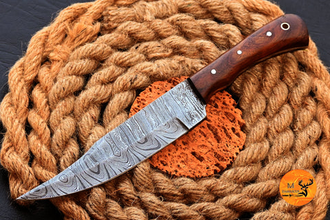 Chef Knife Custom Made Hand Forged Damascus Steel Utility Kitchen Knife With Wood Handle 2572