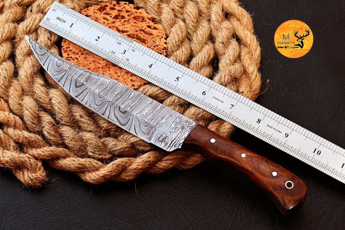 Chef Knife Custom Made Hand Forged Damascus Steel Utility Kitchen Knife With Wood Handle 2572