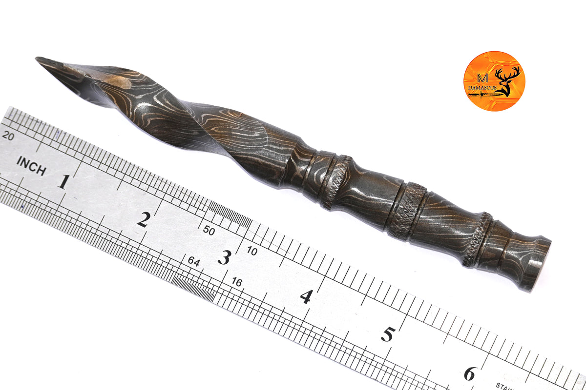 FULL TANG CUSTOM HANDMADE FORGED DAMASCUS STEEL KRIS BOOT KNIFE CAMPING EDC 2417