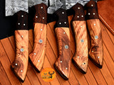 CUSTOM MADE CHEF KNIFE SET HAND FORGED DAMASCUS STEEL KITCHEN KNIVES SET WITH WOOD HANDLE 2803