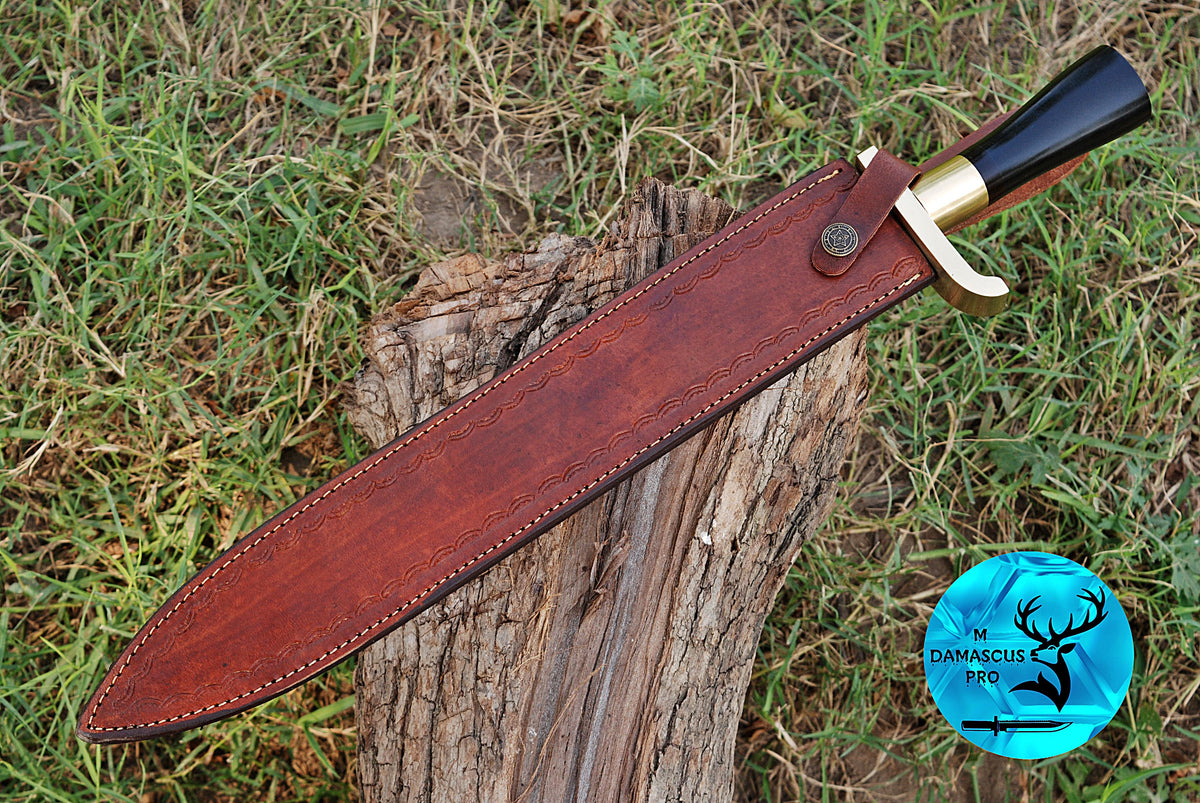 19" INCHES CUSTOM HANDMADE FORGED DAMASCUS STEEL VIKING SWORD WITH WOOD & BRASS GUARD HANDLE 1674