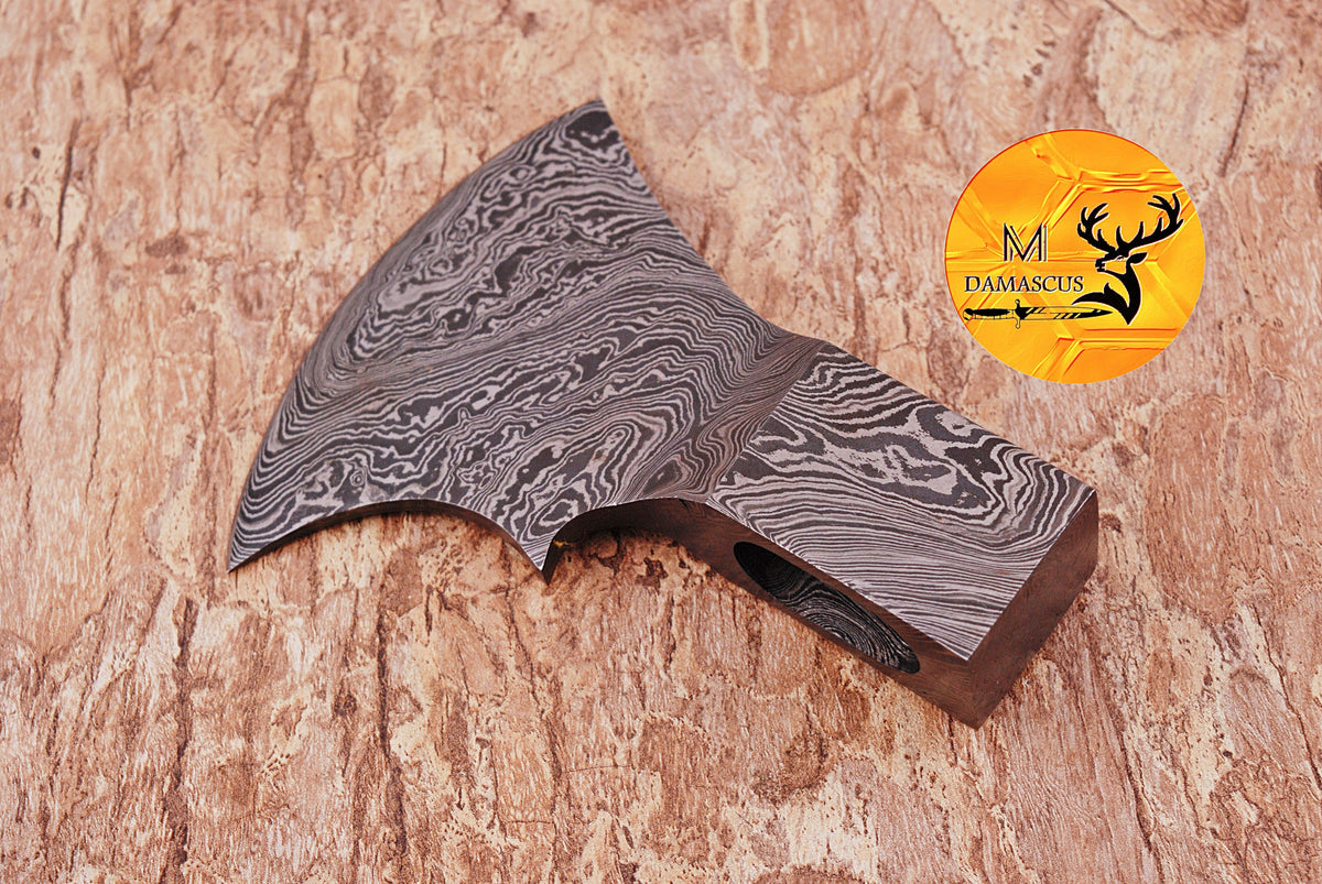 CUSTOM MADE HAND FORGED DAMASCUS STEEL AXE HEAD VIKING HATCHET TOMAHAWK 1095