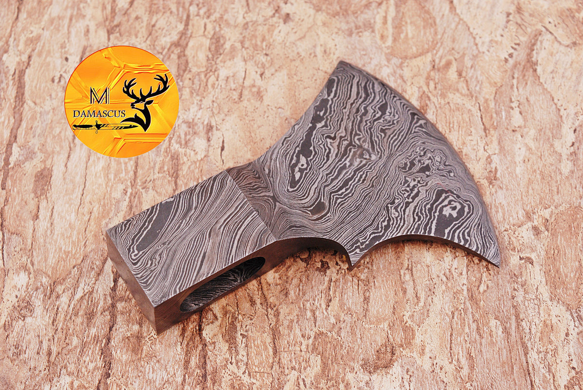 CUSTOM MADE HAND FORGED DAMASCUS STEEL AXE HEAD VIKING HATCHET TOMAHAWK 1095