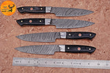 CUSTOM HANDMADE FORGED DAMASCUS STEEL STEAK KNIFE SET CHEF KNIFE SET KITCHEN KNIVES SET WITH WOOD HANDLE