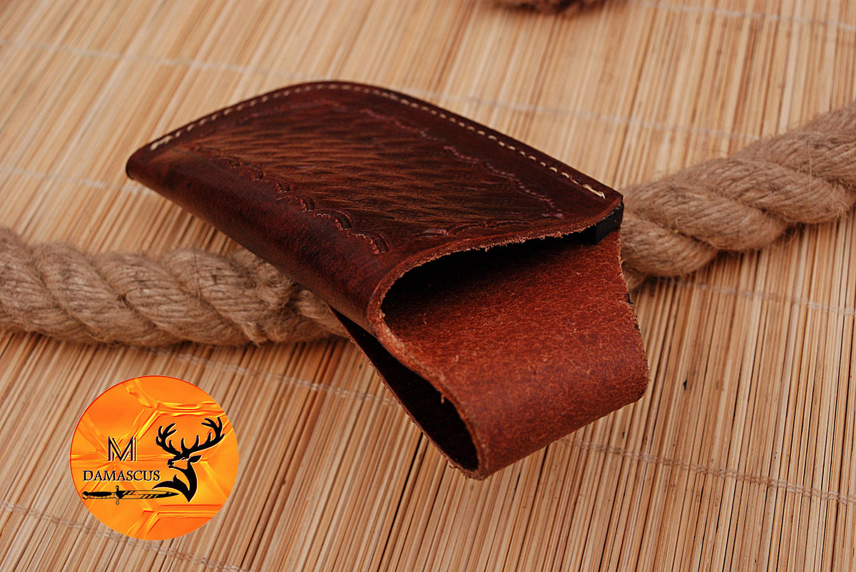CUSTOM HANDMADE COW LEATHER SHEATH FOR FOLDING BLADE KNIFE SURVIVAL EVERYDAY CARRY 1713