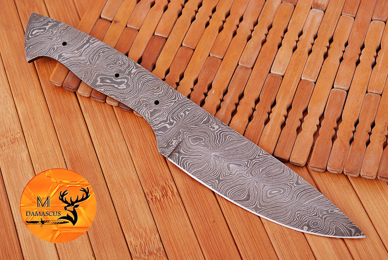 CUSTOM HANDMADE FORGED DAMASCUS STEEL BLANK BLADE SKINNING HUNTING KNIFE 1415