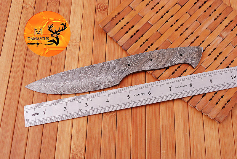 CUSTOM HANDMADE FORGED DAMASCUS STEEL BLANK BLADE SKINNING HUNTING KNIFE 1415