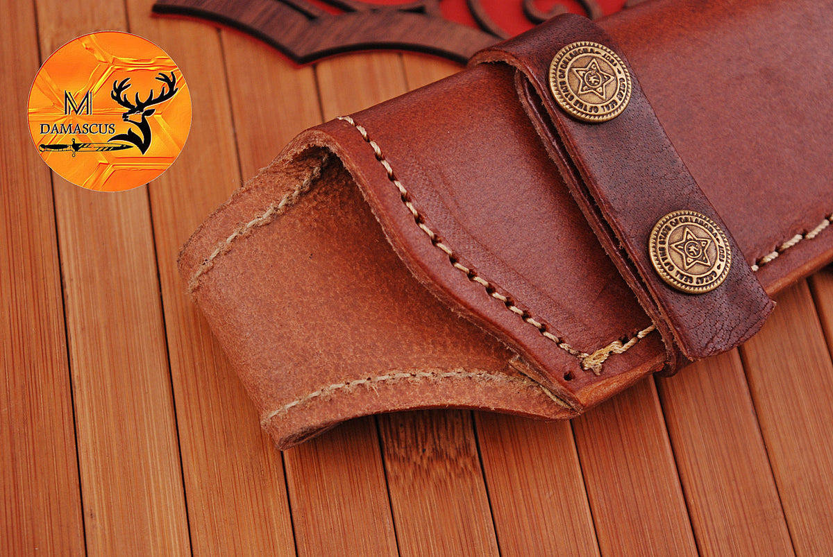 CUSTOM HANDMADE ENGRAVE COW LEATHER SHEATH FOR FIXED BLADE KNIFE SURVIVAL EVERYDAY CARRY