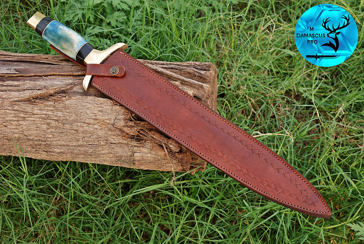 CUSTOM MADE HAND FORGED DAMASCUS STEEL VIKING SWORD DOUBLE EDGE DAGGER SWORD WITH CAMEL BONE HANDLE 1671