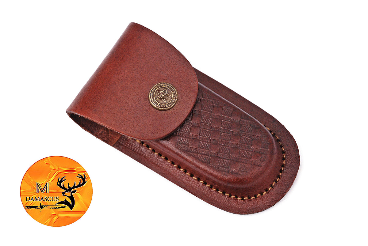 CUSTOM HANDMADE COW LEATHER SHEATH FOR FOLDING BLADE KNIFE SURVIVAL EVERYDAY CARRY 1558