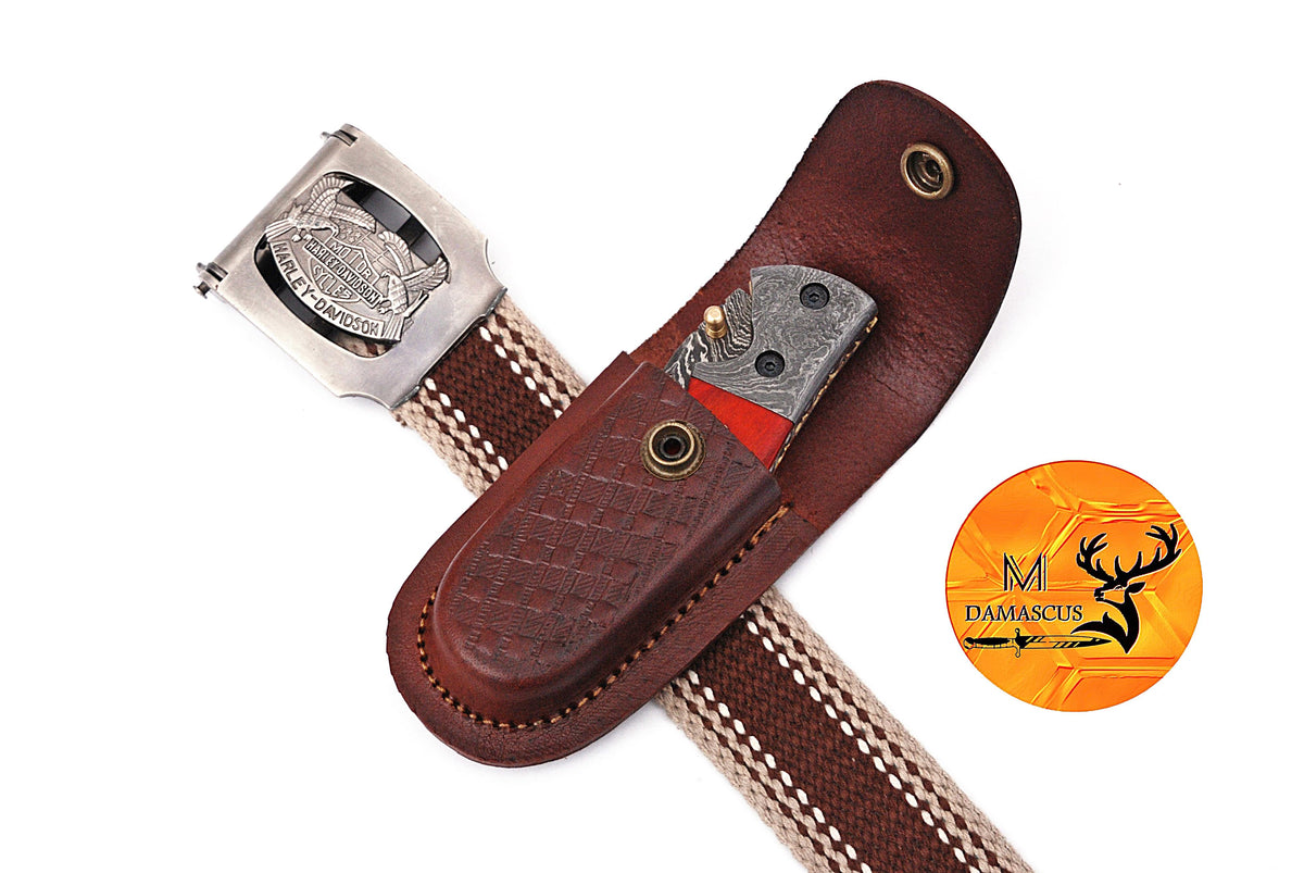 CUSTOM HANDMADE COW LEATHER SHEATH FOR FOLDING BLADE KNIFE SURVIVAL EVERYDAY CARRY 1558