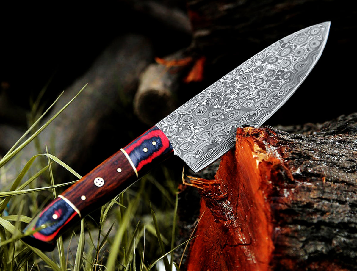 CUSTOM MADE CHEF KNIFE SET HAND FORGED DAMASCUS STEEL KITCHEN KNIVES SET WITH WOOD HANDLE 2065