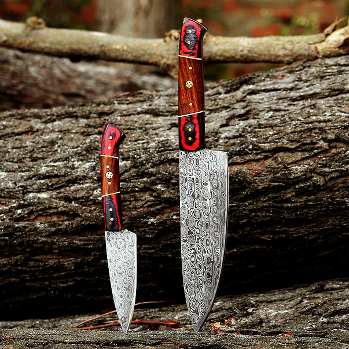 CUSTOM MADE CHEF KNIFE SET HAND FORGED DAMASCUS STEEL KITCHEN KNIVES SET WITH WOOD HANDLE 2065