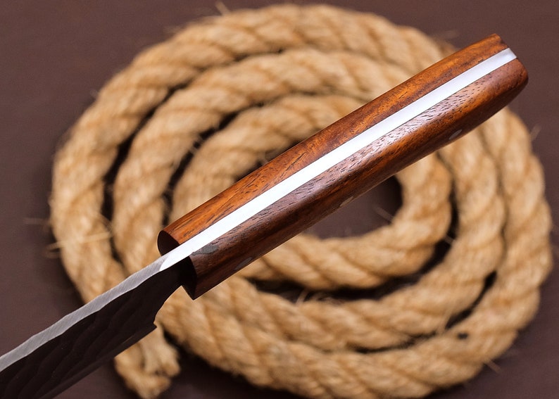 CUSTOM HANDMADE HAND FORGED CARBON STEEL CLEAVER MEAT CHOPPER BUTCHER KNIFE WOOD HANDLE WITH LEATHER SHEATH