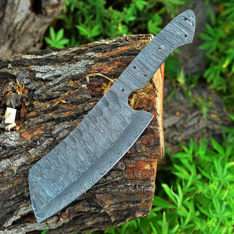 CUSTOM HANDMADE HAND FORGED DAMASCUS STEEL BLANK BLADE CLEAVER MEAT CHOPPER BUTCHER KNIFE 2511