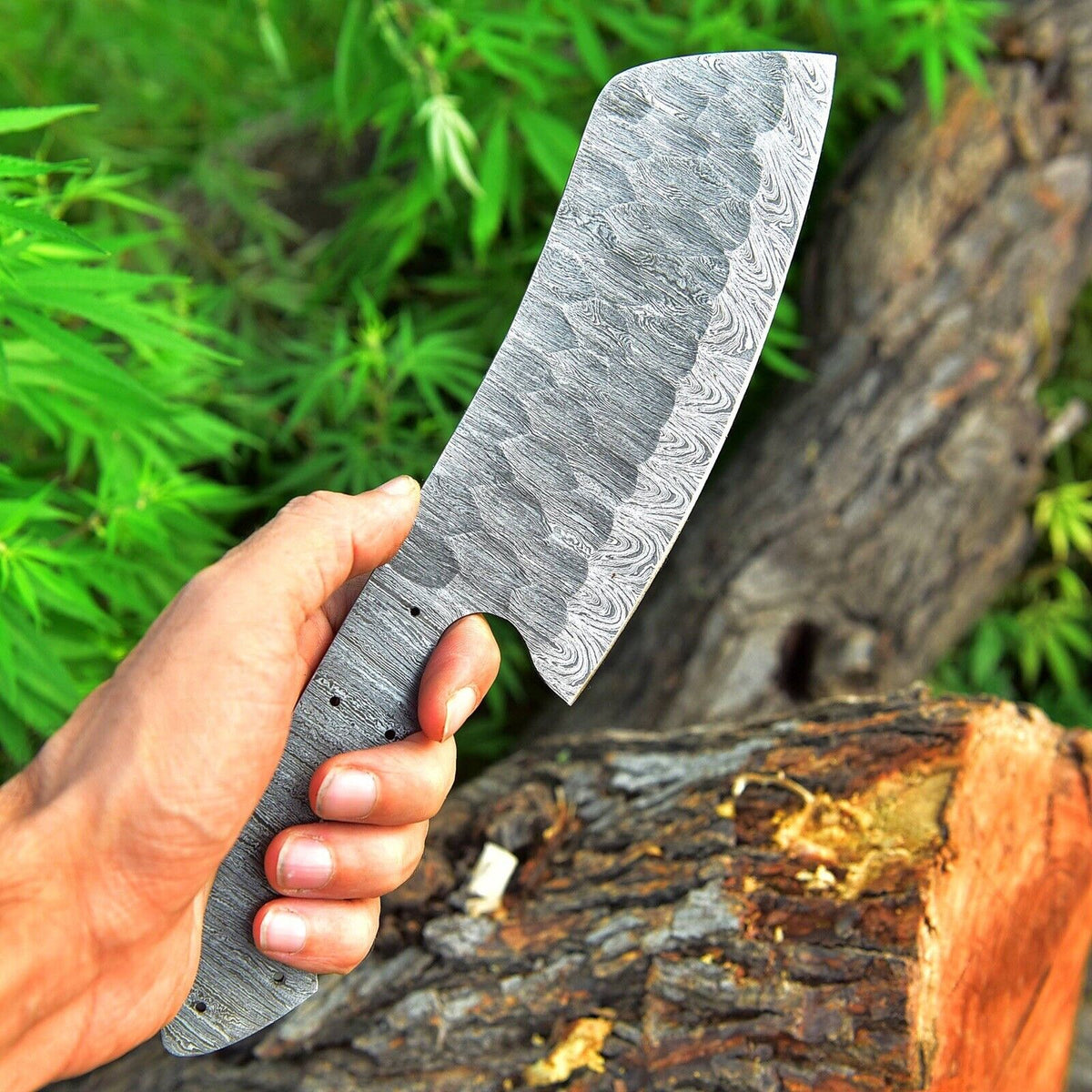 CUSTOM HANDMADE HAND FORGED DAMASCUS STEEL BLANK BLADE CLEAVER MEAT CHOPPER BUTCHER KNIFE 2511