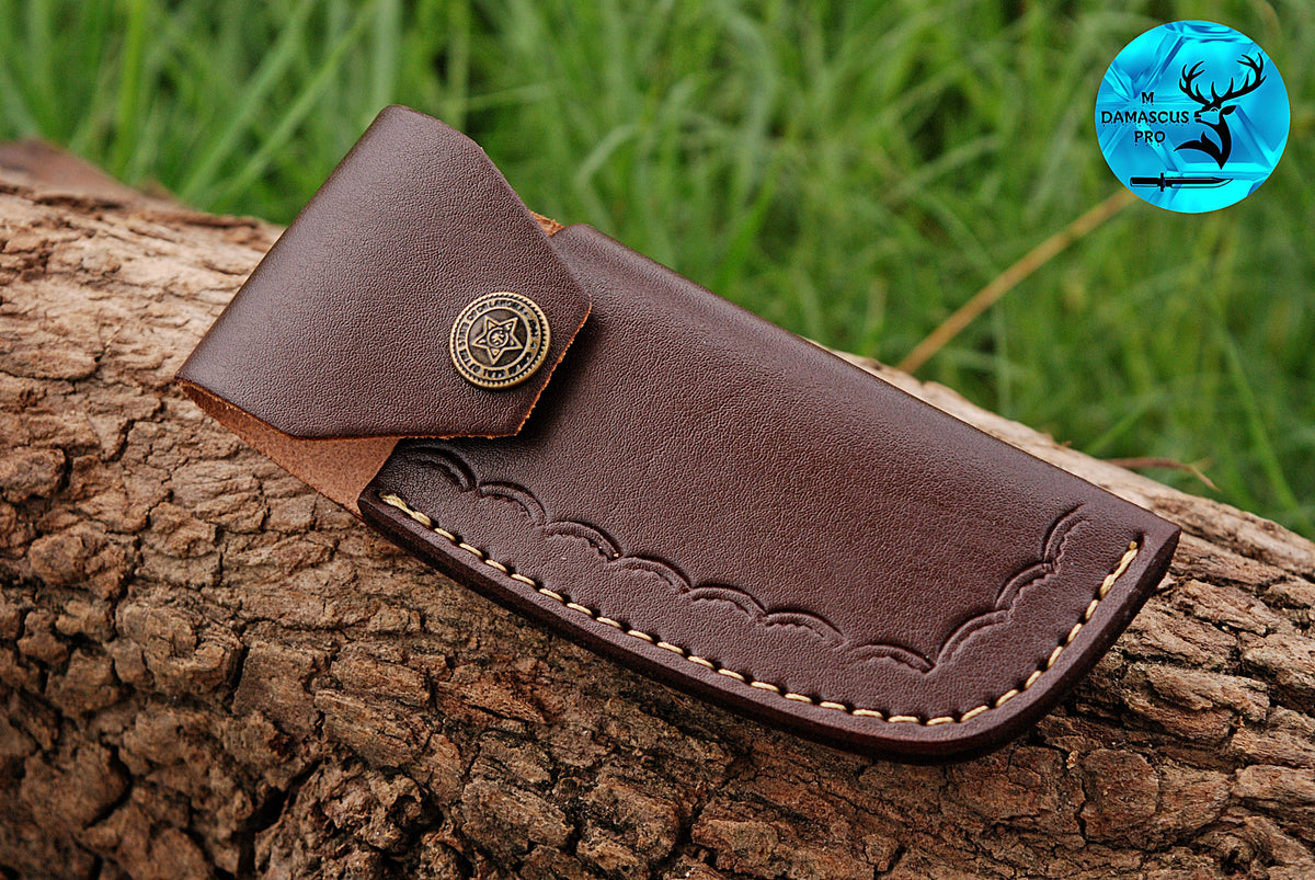 CUSTOM MADE POCKET KNIFE / HAND FORGED DAMASCUS STEEL FOLDING BLADE KNIFE / WOOD HANDLE