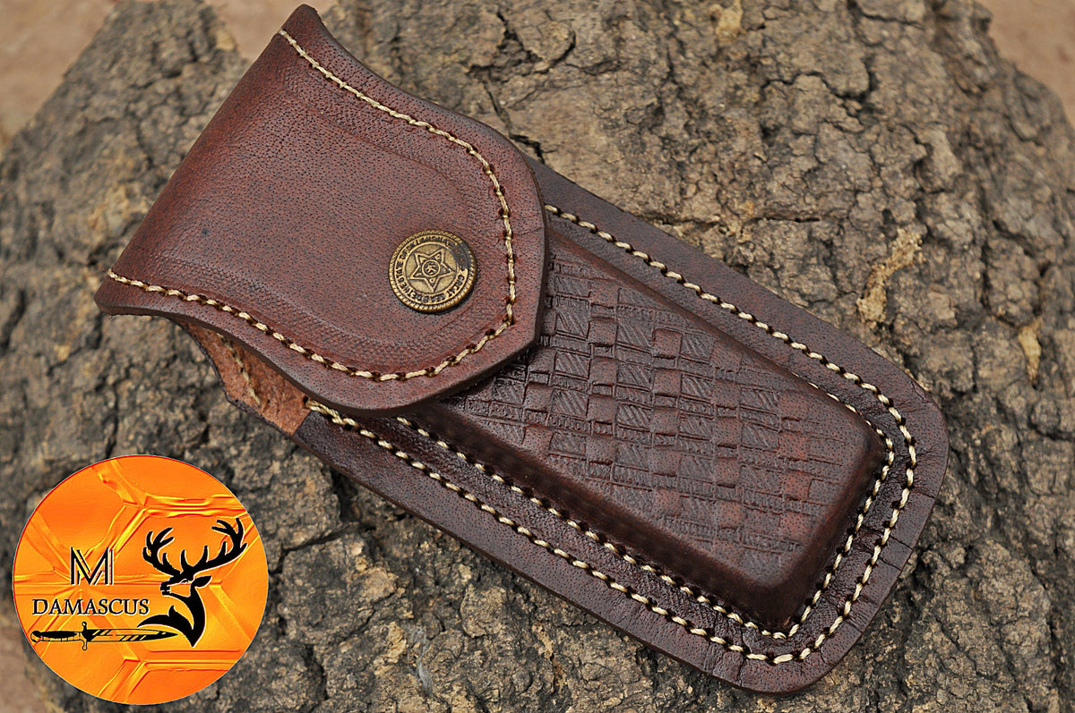 CUSTOM MADE POCKET KNIFE / HAND FORGED DAMASCUS STEEL FOLDING BLADE KNIFE / WOOD HANDLE