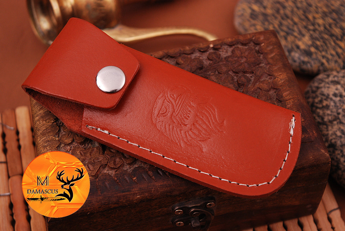 CUSTOM MADE TRAPPER KNIFE / HAND FORGED DAMASCUS STEEL FOLDING BLADE KNIFE / WOOD HANDLE 693