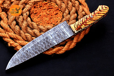 CUSTOM HANDMADE FORGED DAMASCUS STEEL CHEF KNIFE Kitchen-Knives Cutlery PINECONE HANDLE 2795