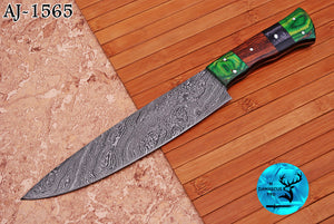 12" Inches Chef Knife Custom Made Hand Forged Damascus Steel Utility Kitchen Knife With Wood Handle 1565