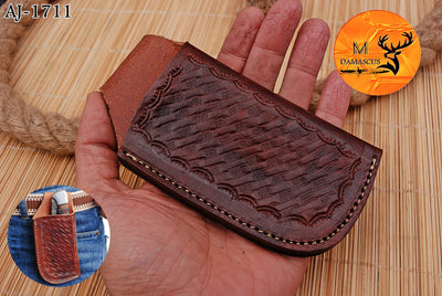 CUSTOM HANDMADE COW LEATHER SHEATH FOR FOLDING BLADE KNIFE SURVIVAL EVERYDAY CARRY 1713