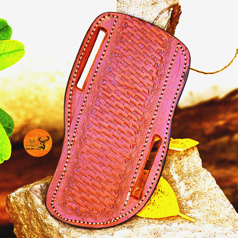 CUSTOM HANDMADE FULL ENGRAVED LEATHER SHEATH FOR FIXED BLADE KNIFE SURVIVAL EVERYDAY CARRY 2765