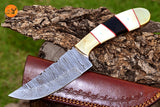 CUSTOM HANDMADE FORGED DAMASCUS STEEL SKINNING KNIFE HUNTING BOWIE SURVIVAL KNIFE EDC 2754