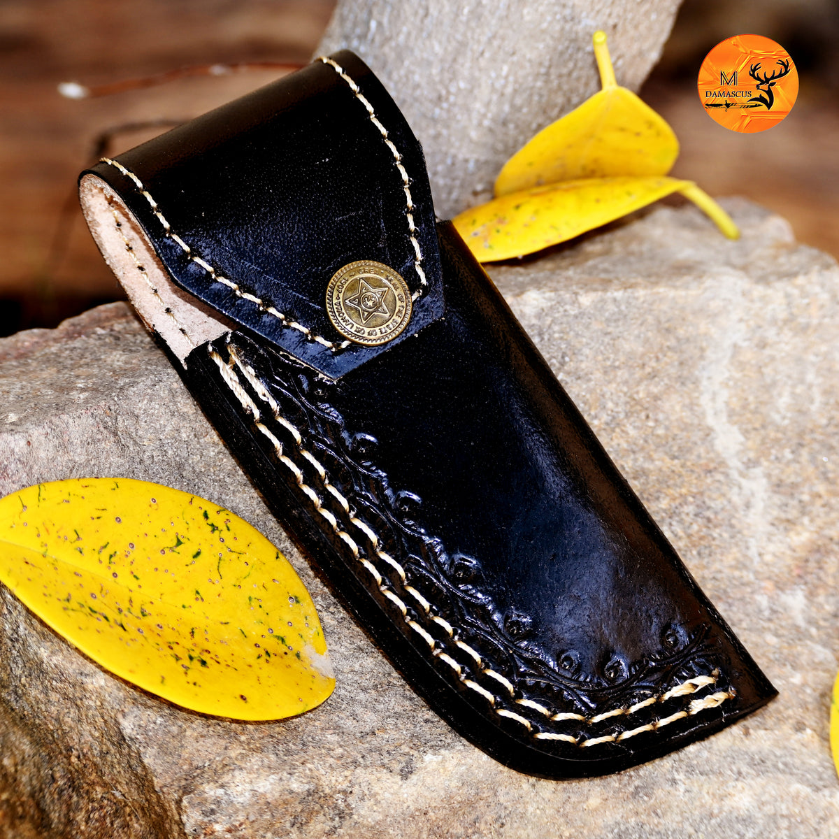 CUSTOM HANDMADE COW LEATHER SHEATH FOR FOLDING BLADE KNIFE SURVIVAL EVERYDAY CARRY 2757