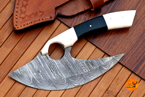 Ulu Knife Custom Made Hand Forged Damascus Steel Chef Kitchen Knife Pizza Cutter With Resin Handle 2698