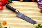Chef Knife Custom Made Hand Forged Damascus Steel Tanto Kitchen Knife With Wood Handle 2070