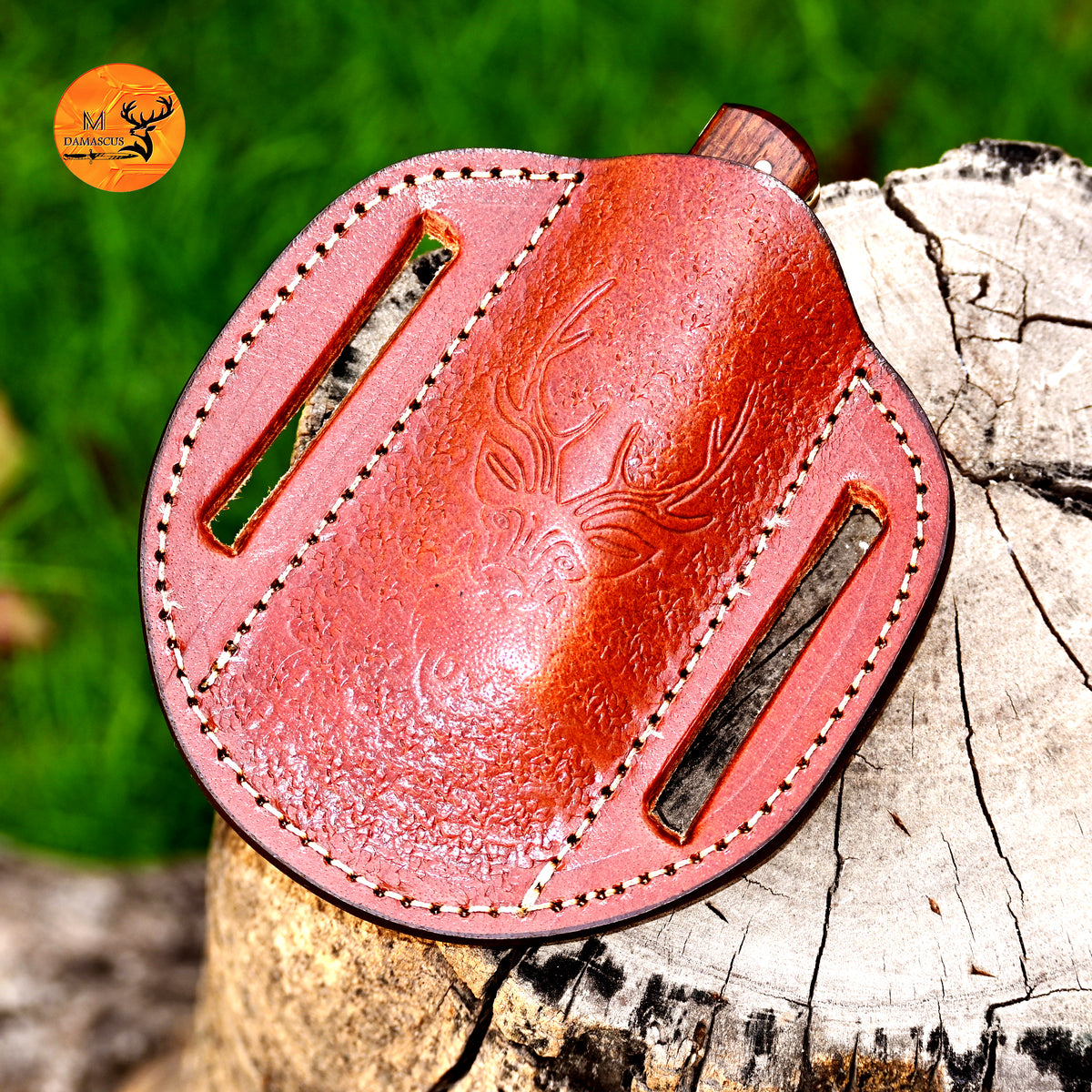 CUSTOM HANDMADE ENGRAVED LEATHER SHEATH FOR FOLDING BLADE KNIFE SURVIVAL EVERYDAY CARRY 2766