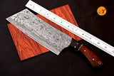 CUSTOM HANDMADE HAND FORGED DAMASCUS STEEL CLEAVER MEAT CHOPPER BUTCHER KNIFE WITH WOOD HANDLE 2727