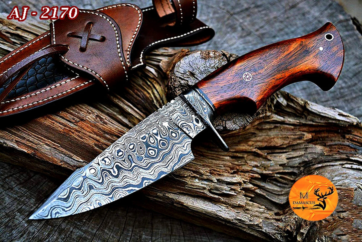 CUSTOM HANDMADE FORGED DAMASCUS STEEL SKINNING KNIFE HUNTING BOWIE KNIFE SURVIVAL EDC 2170