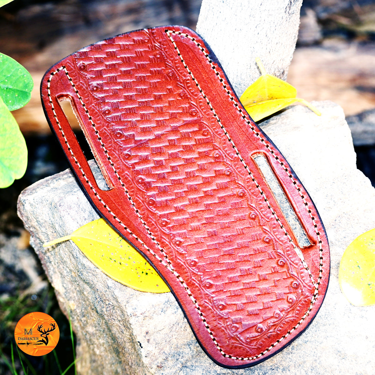 CUSTOM HANDMADE FULL ENGRAVED LEATHER SHEATH FOR FIXED BLADE KNIFE SURVIVAL EVERYDAY CARRY 2765